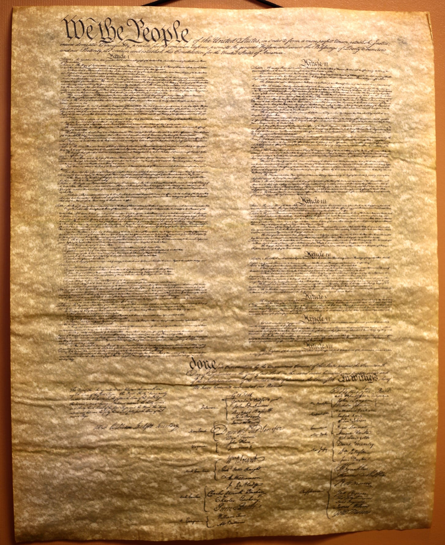 Picture of the US Constitution document