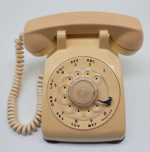Vintage AT&T Bell System  Rotary Desk Phone tan/cream ~ CS500DM - Picture 1 of 2