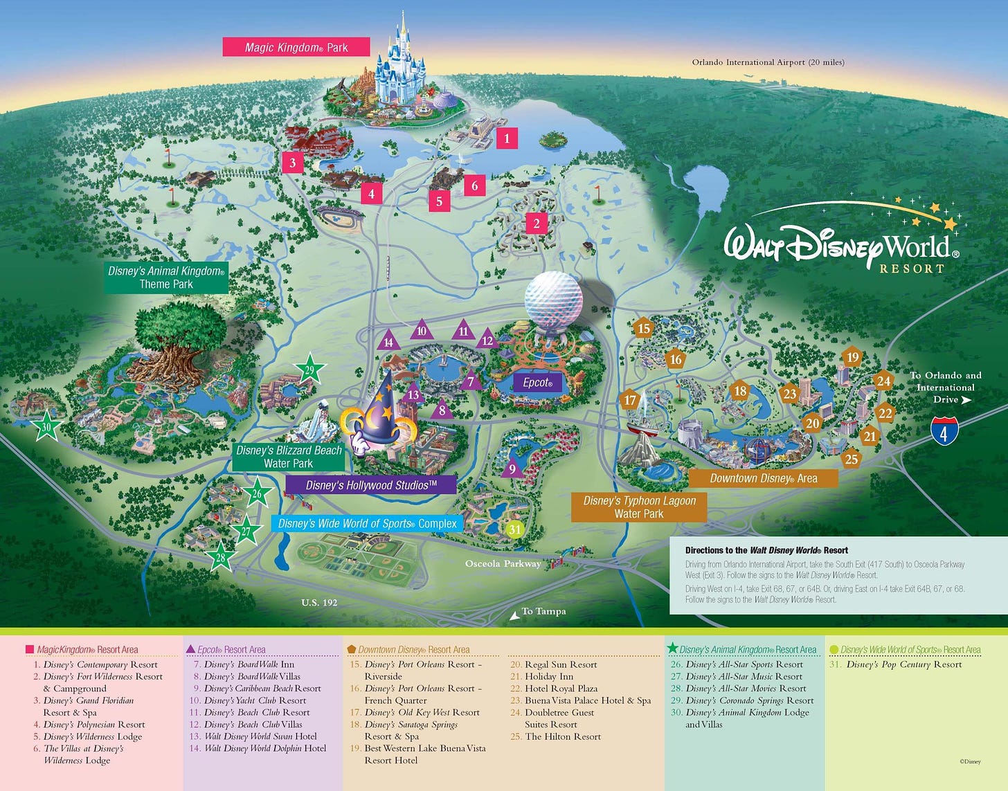 Walt Disney World Property Map | Disney world map, Downtown disney, Disney  map