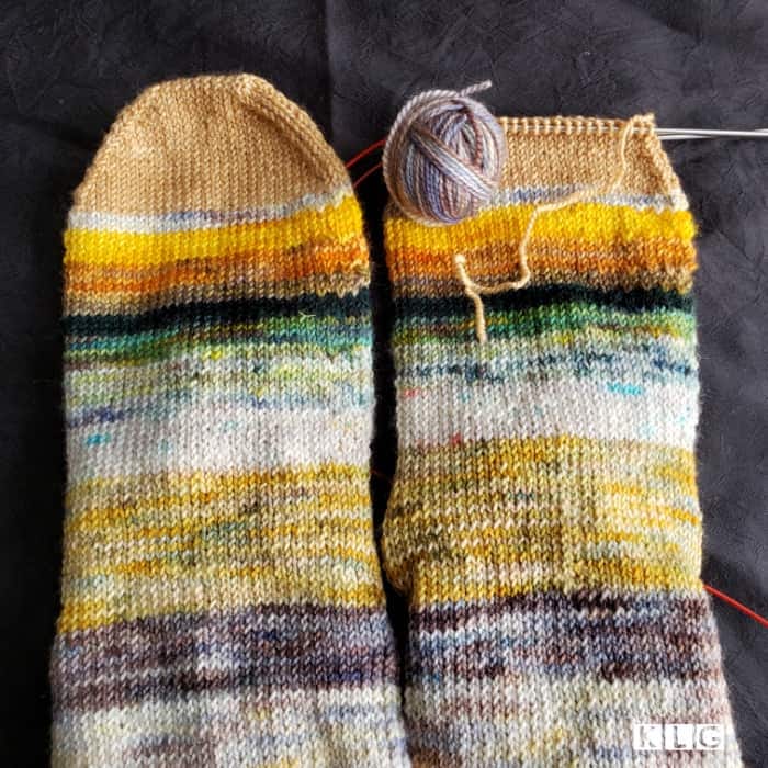 Doing The Last Stitches Of The Toe Of The Second Sock