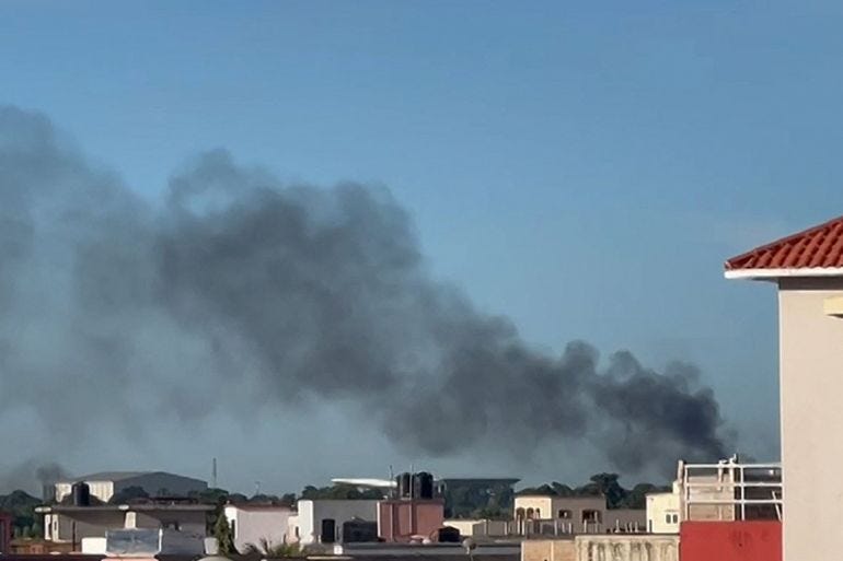 Mali attack smoke in Bamako