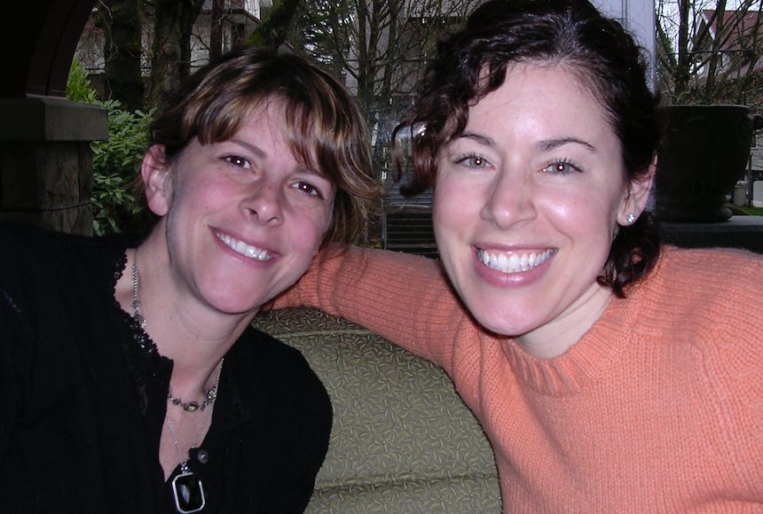 Image of author with her editor Kim, from Pocket Books, both women are smiling 