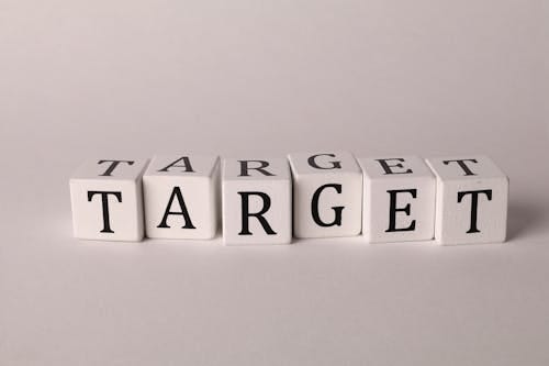 Free Photo of Cubes with Letters Forming the Word "Target" Stock Photo