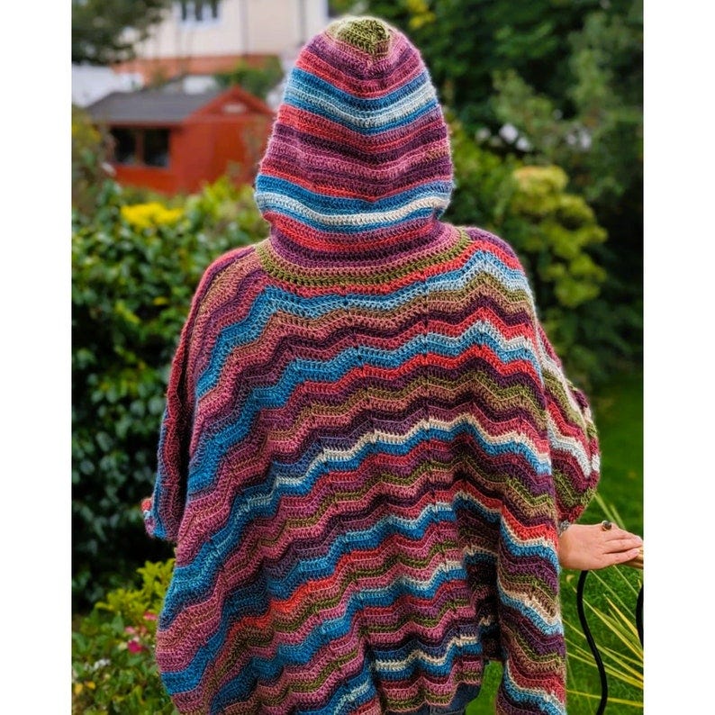 Hooded Poncho Crochet Pattern, Crochet Poncho Pattern, Easy Crochet Pattern, Crochet Poncho Pattern for Women, Digital Crochet Pattern image 2