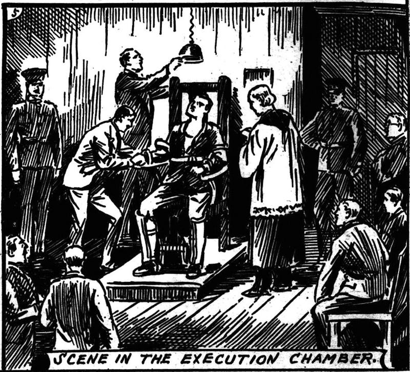 “Scene in the Execution Chamber”, Illustrated Police News, 11 February 1937