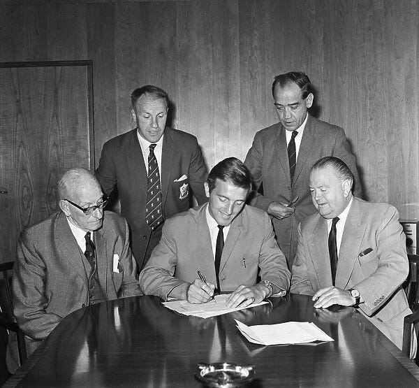 Footballer Peter Thompson signs for his new club Liverpool