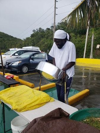 Man playing a steel drum in St. Thomas cruise port