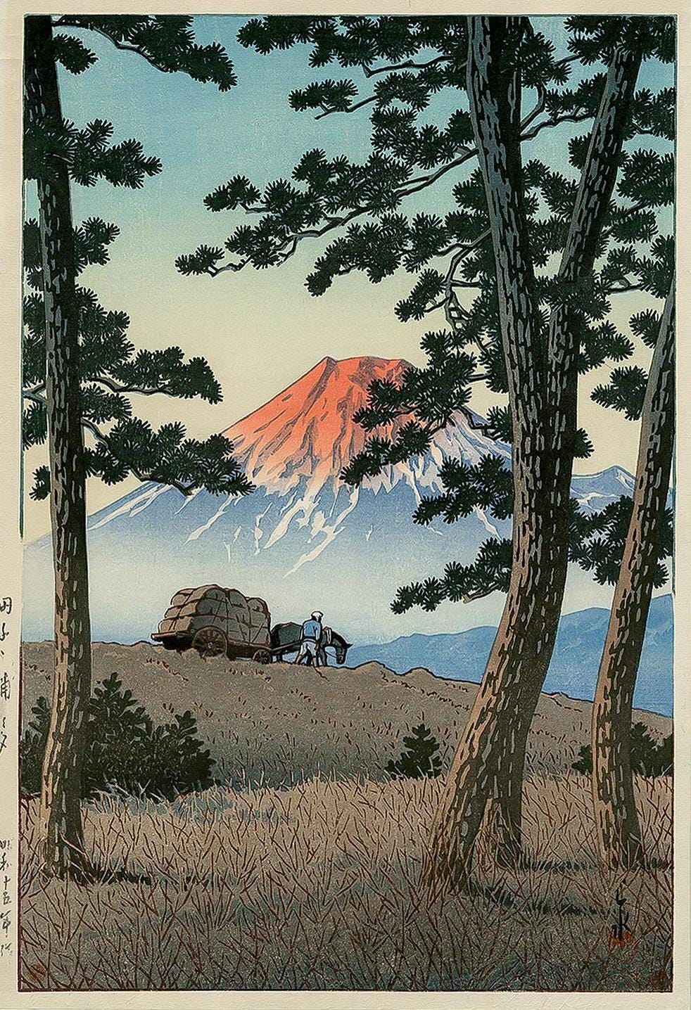 r/Art - Evening at Tagonoura, Hasui Kawase, WoodBlock Ink Print, 1940