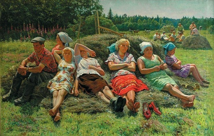 Break during farming, Russian/Soviet, Oil