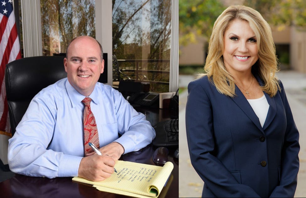 Mayors John Franklin (Vista), left, and Rebecca Jones (San Marcos) are getting a very early start on the 2026 race for the District 5 seat on the San Diego County Board of Supervisors. Courtesy image