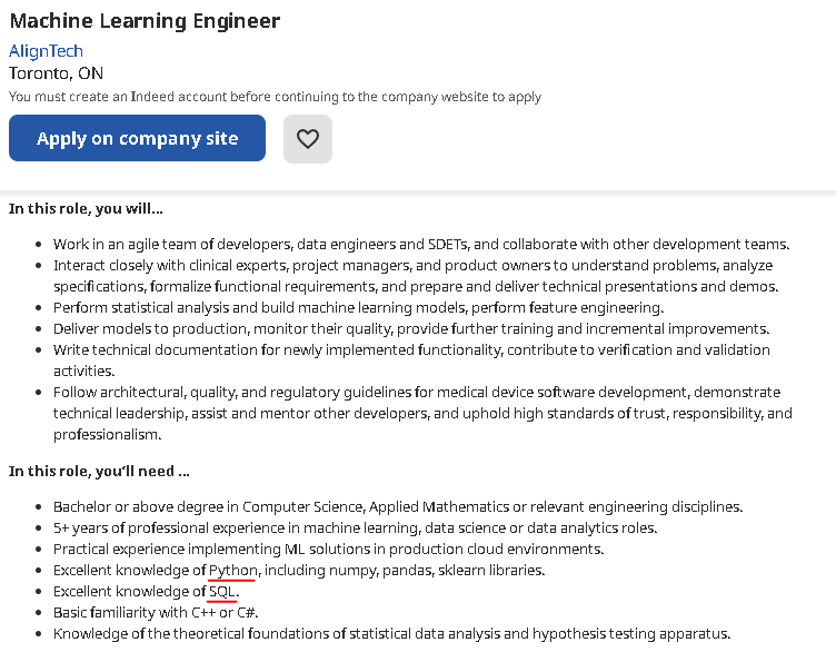 Job Posting for a MLE today.  See the SQL there.  You'll be tested on it.
