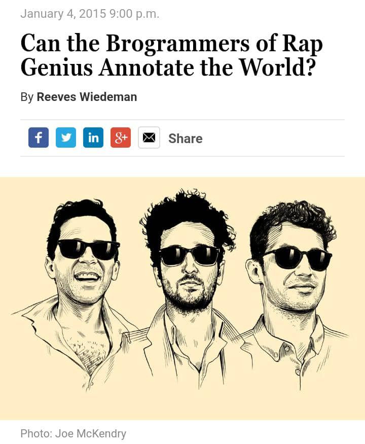 screenshot from a 2015 NYMag article about Genius