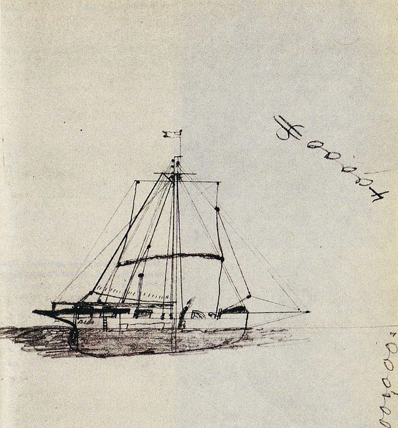 Sketch of the Mignonette by Tom Dudley