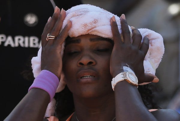 serena williams fighting flu during 2015 french open