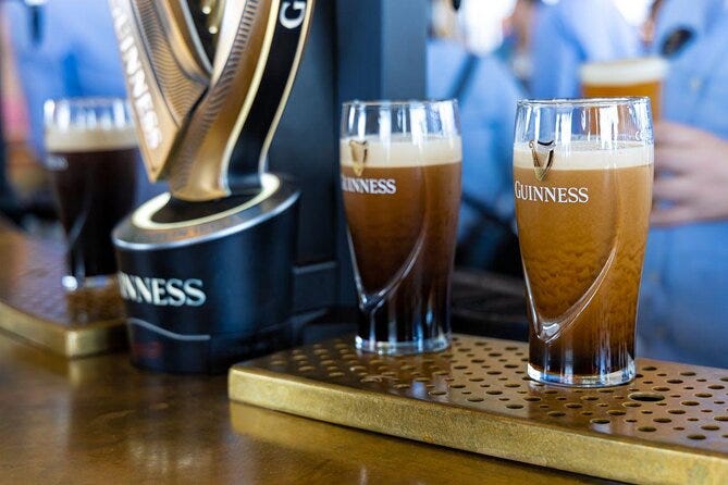 Two glasses of Guiness stout at Guinness Storehouse in Dublin