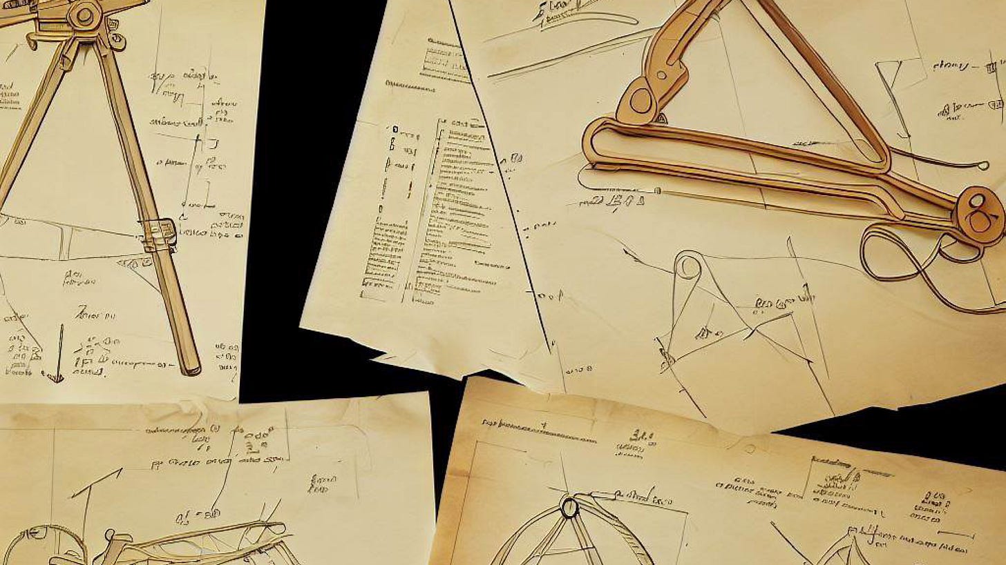 A stack of papers with diagrams and drawings of gadgets