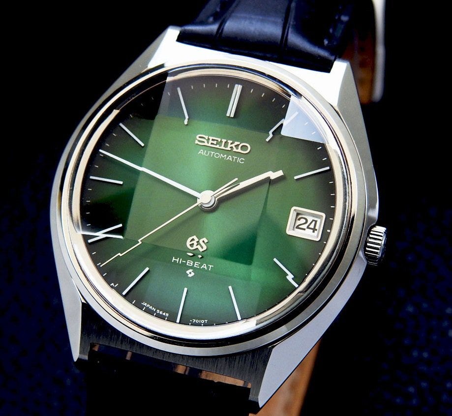 SEIKO グランドセイコー ハイビート 56GS 5645-7010 Steel Green Dial Cut Glass メンズ 自動巻き(美品、OH済み ) / 35mm