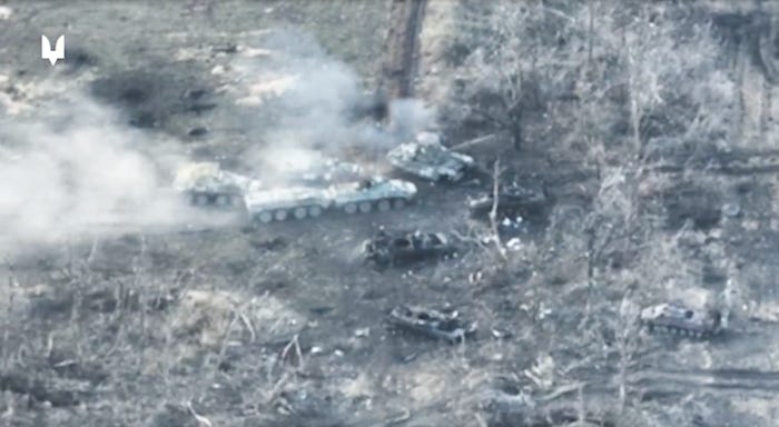 Russian armored vehicles moving near Avdiivka.