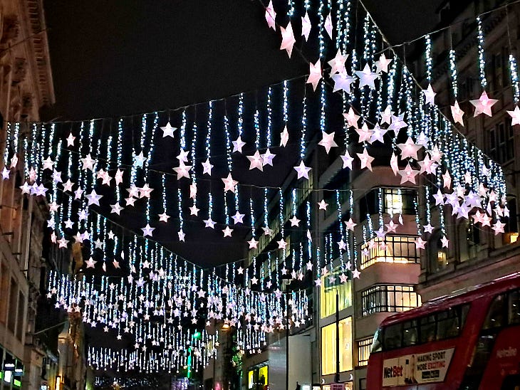 Stars illuminated over Oxford Street