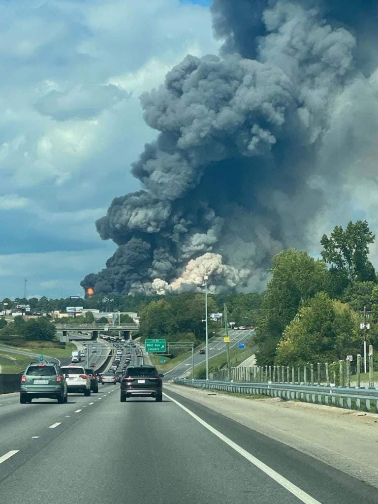 Smoke from the blaze was visible for 30 miles.