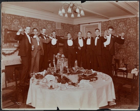 Byron Company (New York, N.Y.). Dinner - Bachelor 1904 Yale Club 30 West 44th St.  1904. Museum of the City of New York. 93.1.1.3979.