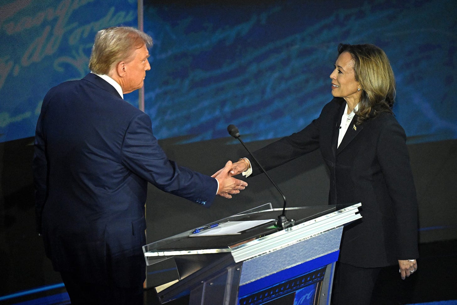 Harris and Trump shake hands on debate stage - ABC News