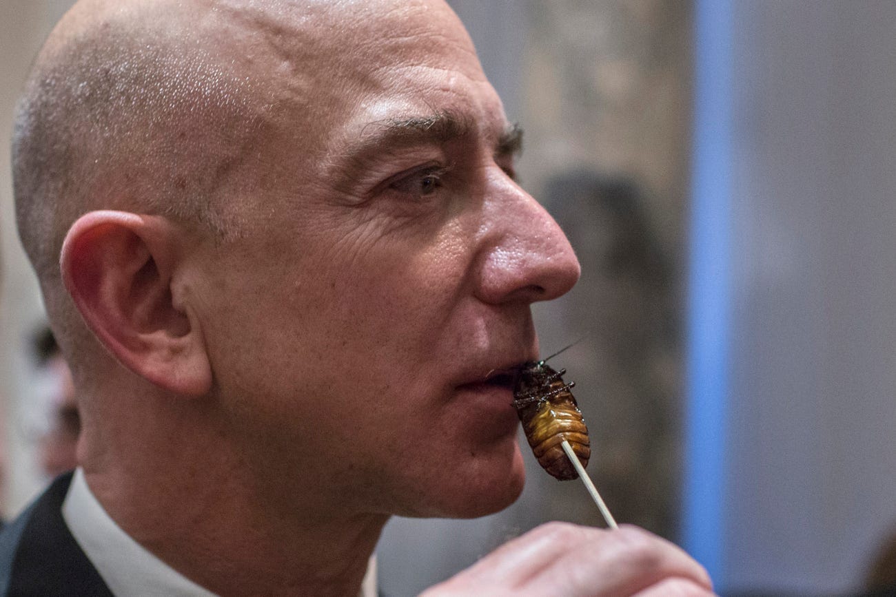 jeff bezos eats cockroach