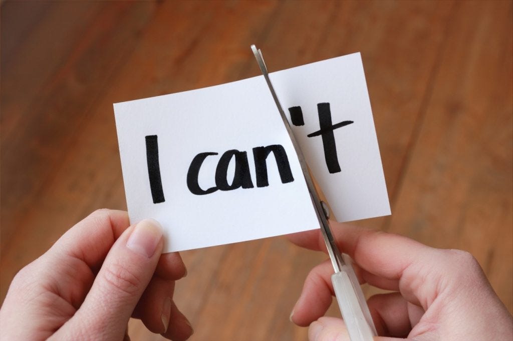 Are your beliefs holding you back?
cutting up "I can't"