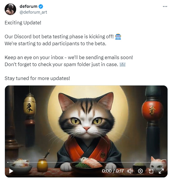 Deforum's announcement on Twitter