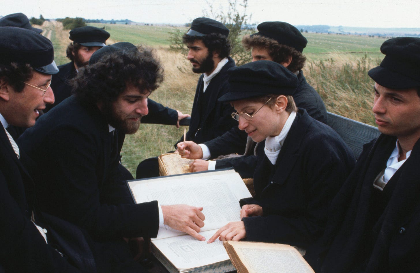 Yentl- barbara S and mandy p learning talmud together, le sigh