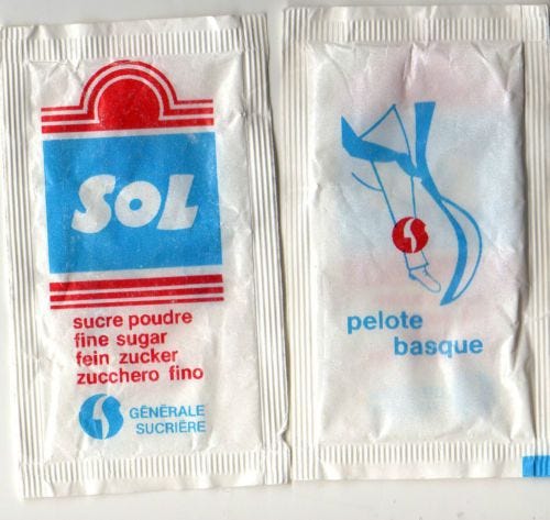 Sachet Sucre Sugar Vide Generale Sucriere SOL Pelote Basque | eBay