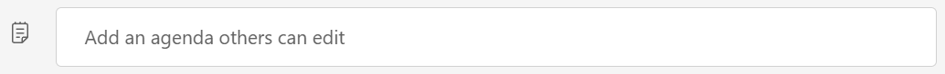 The "Add an agenda others can edit" option in the Microsoft Teams calendar.