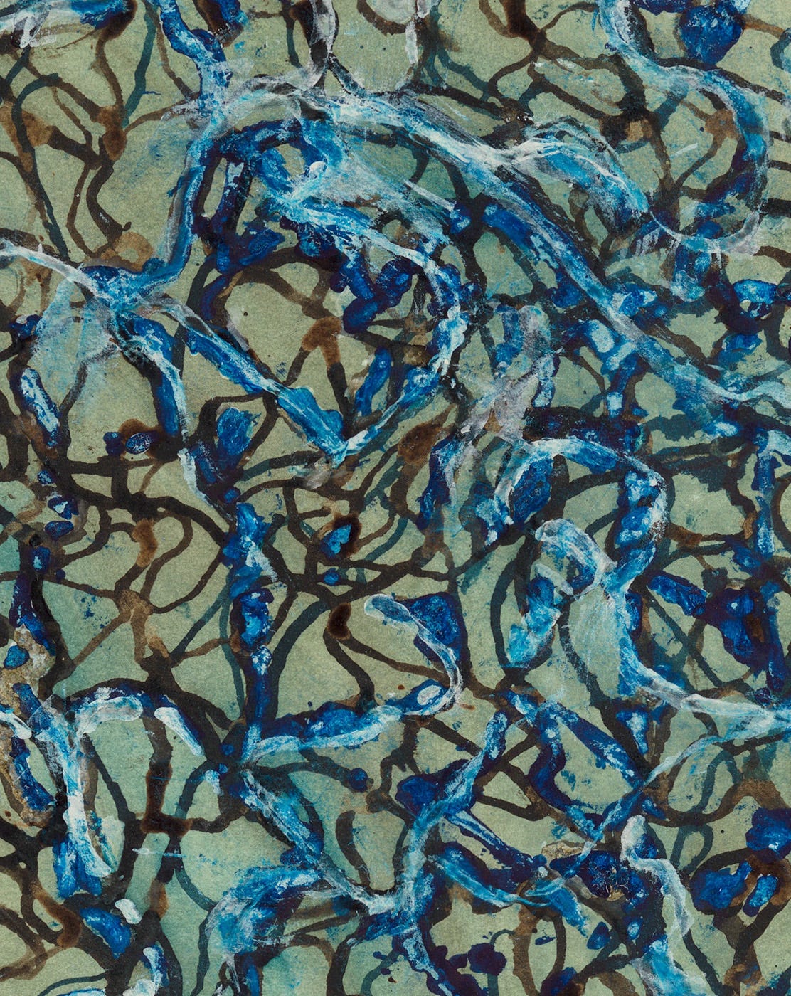 Brice Marden, 15 x 15 12, (detail), (Kremer inks and Kremer white shellac ink on Arches paper; 20 x 15 in), 2015-2017 [© 2025 Estate of Brice Marden / ARS, New York. Photo: Maris Hutchinson. Courtesy the Estate of Brice Marden and Gagosian]. Exhibition: Brice Marden: Works on Paper, Gagosian, Paris, June 14 – August 2, 2025