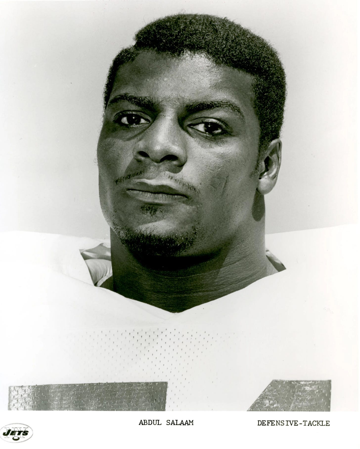 Abdul Salaam, New York Jets Defensive Tackle shown in 1977