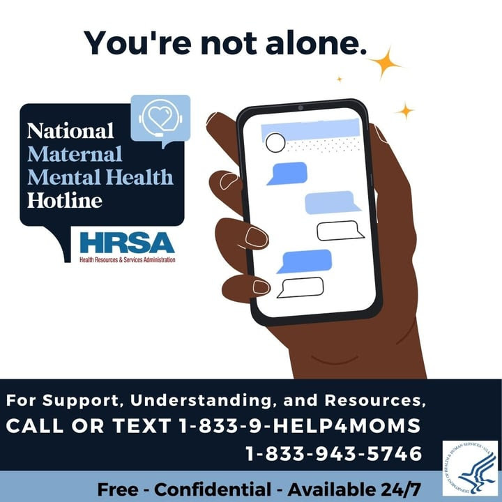 National Maternal Mental Health Hotline HRSA Graphic