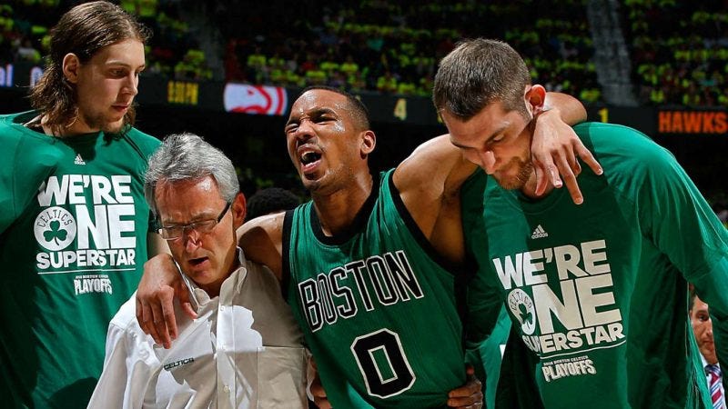 avery bradley celtic hamstring injury nba playoffs 2016