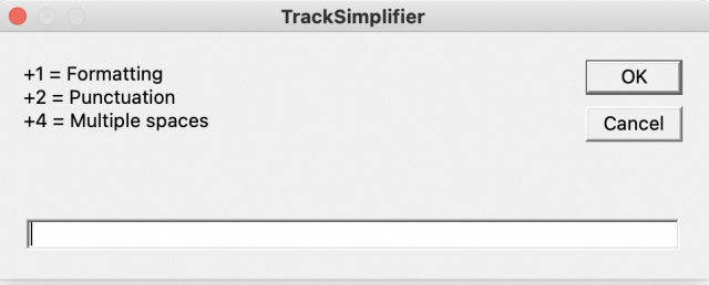 The TrackSimplifier menu on a Mac