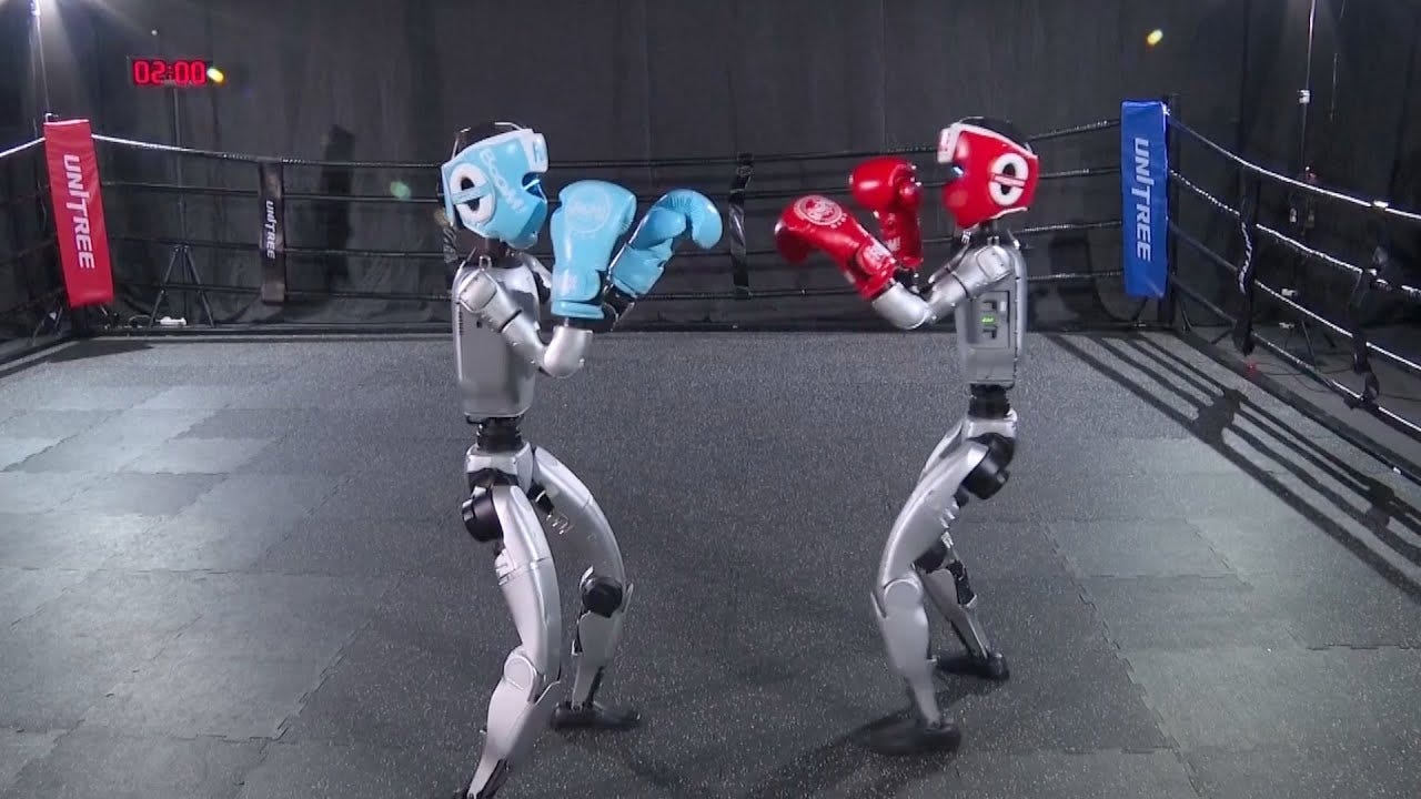 Humanoid robots prepare for boxing contest in east China