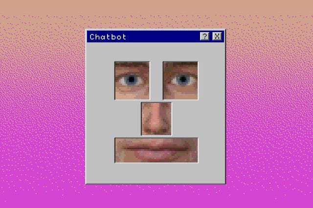 Illustration of a chatbot with a creepy human face.