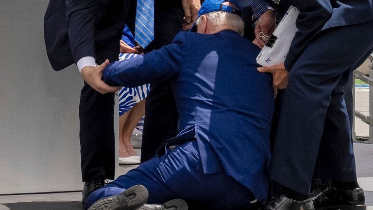 President Joe Biden after he fell at the Air Force graduation President Joe Biden after he fell at the Air Force graduation