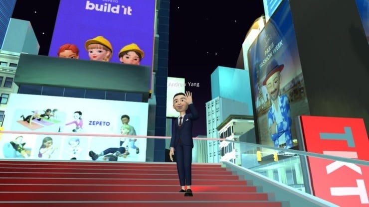 Política y metaverse: Andrew Yang candidato alcalde de Nueva York como un avatar en un mundo virtual 