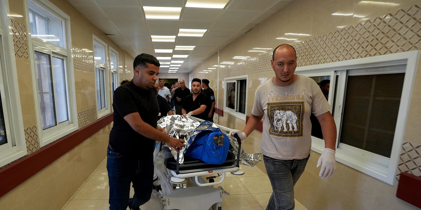 The lifeless body of Aysenur Ezgi Eygi, who was shot in the head with a bullet by Israeli forces, are taken to Rafidia State Hospital in Nablus, West Bank on September 06, 2024.