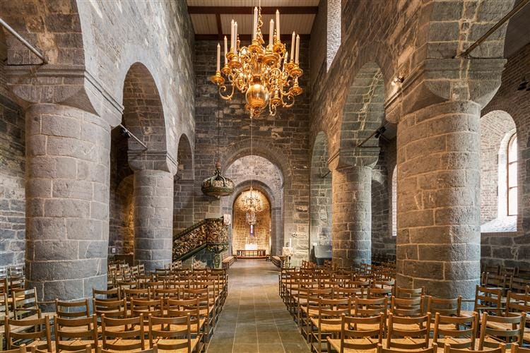 Interior of Old Aker Church, Norway, 1080 - Romanesque Architecture