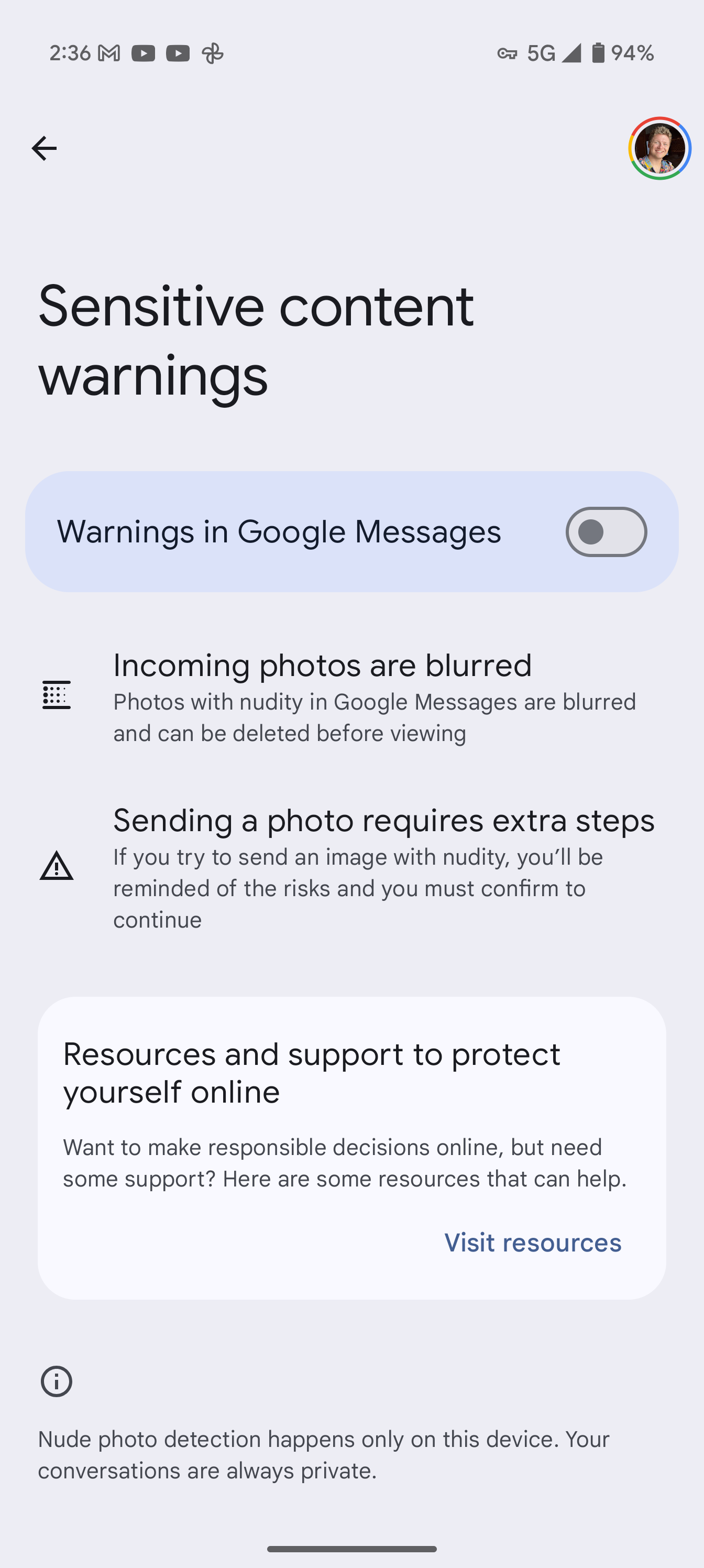 Konten Sensitif Android Peringatan Ketelanjangan
