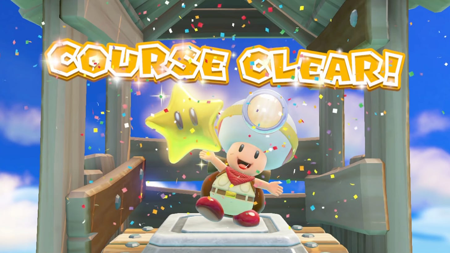 An image of toad having captured the star and the words "Course Clear" above.