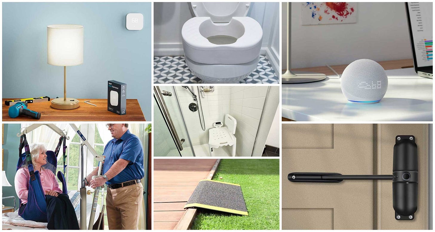 Collage of accessible products for home.