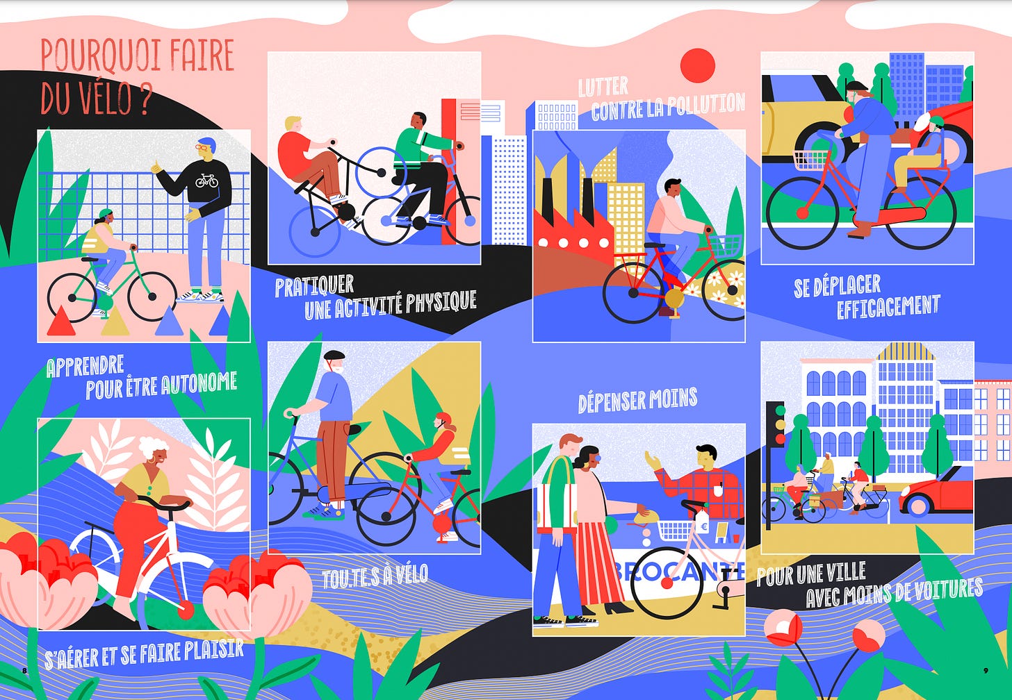 Illustration flashy de ce guide "pourquoi faire du velo?"