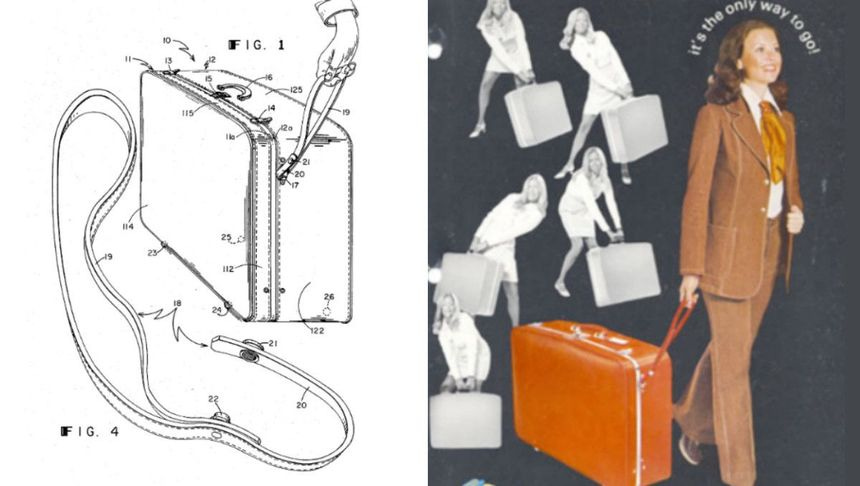 Bernard Sadow’s rolling suitcase design