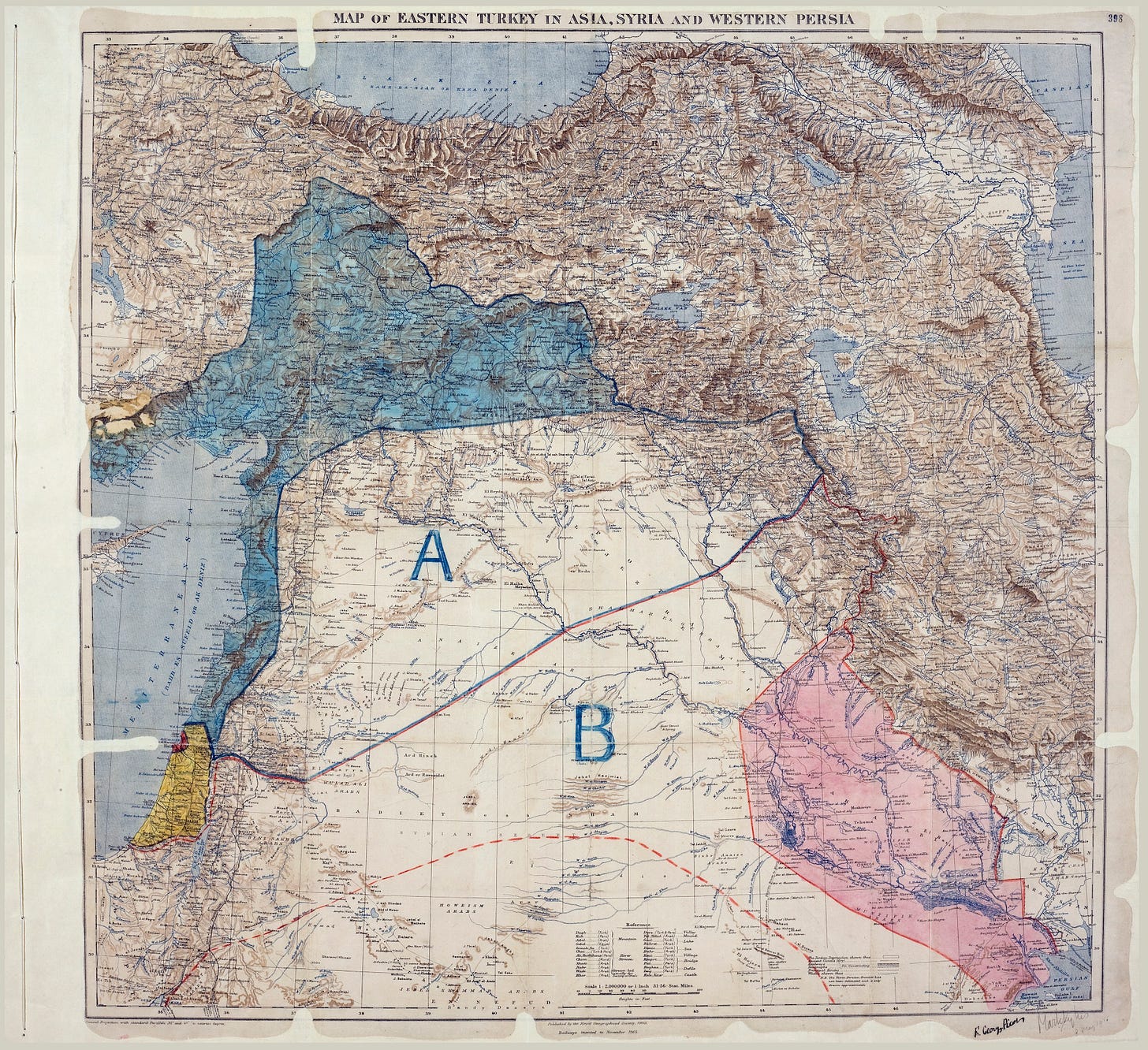 Sykes-Picot Agreement - Original Map - English (1916)