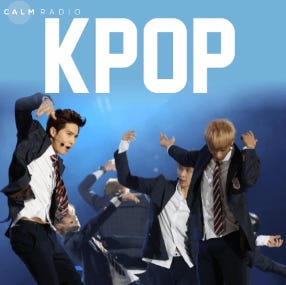 Screenshot of Apple Music's Calm Radio K-pop playlist, featuring EXO looking like they're mid dabs. Screenshot of Apple Music's Calm Radio K-pop playlist, featuring EXO looking like they're mid dabs.